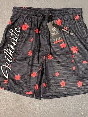 Black Pike Mesh Shorts Size Small Red Black Floral Elastic Waist New With Tag